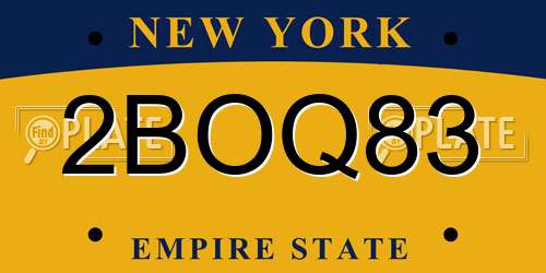 2BOQ83 New York License Plate