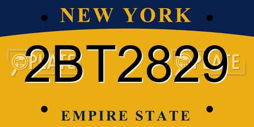 2BT2829 New York License Plate