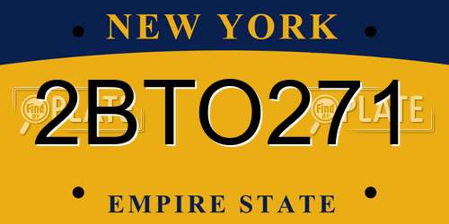 2BTO271 New York License Plate