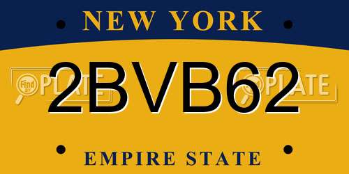 2BVB62 New York License Plate