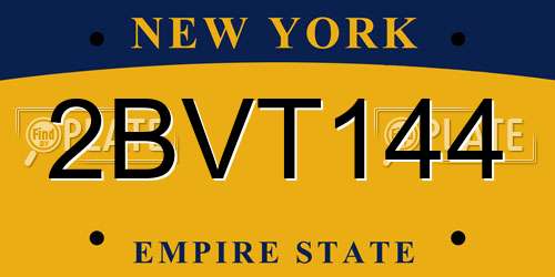 2BVT144 New York License Plate