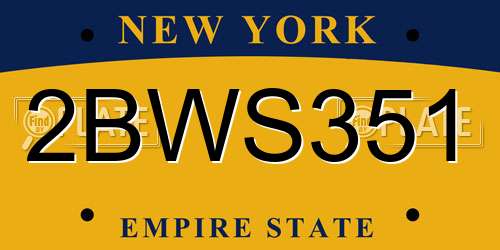 2BWS351 New York License Plate