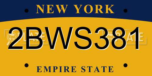 2BWS381 New York License Plate