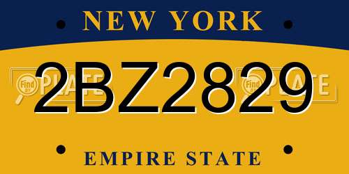 2BZ2829 New York License Plate