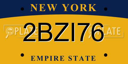 2BZI76 New York License Plate