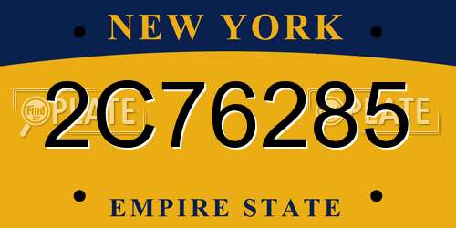 2C76285 New York License Plate