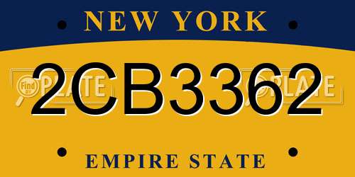 2CB3362 New York License Plate