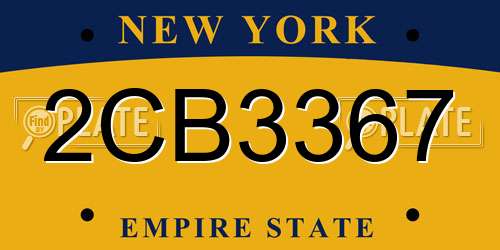 2CB3367 New York License Plate