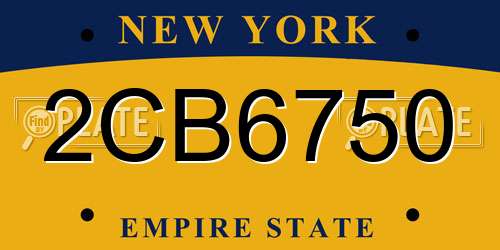 2CB6750 New York License Plate