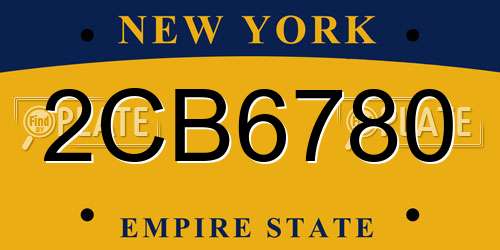 2CB6780 New York License Plate