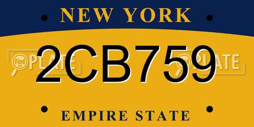 2CB759 New York License Plate