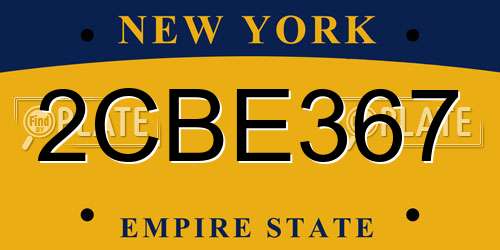 2CBE367 New York License Plate