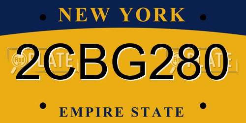 2CBG280 New York License Plate