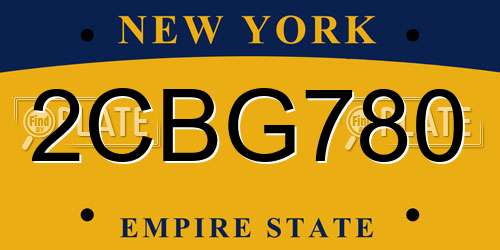 2CBG780 New York License Plate