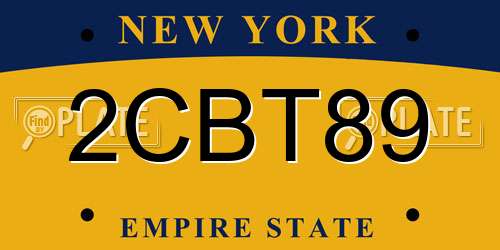 2CBT89 New York License Plate