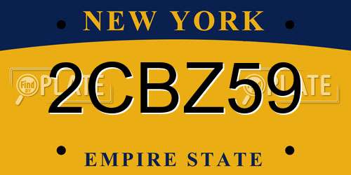 2CBZ59 New York License Plate