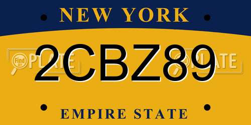 2CBZ89 New York License Plate