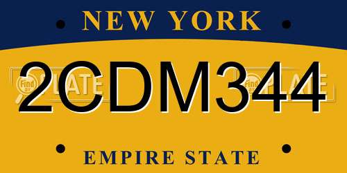 2CDM344 New York License Plate