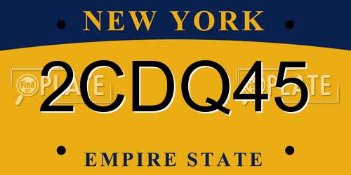 2CDQ45 New York License Plate