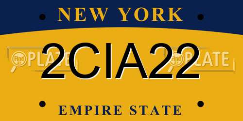 2CIA22 New York License Plate