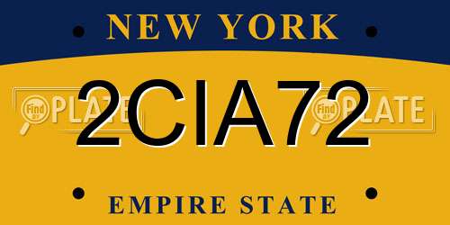 2CIA72 New York License Plate