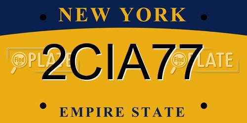2CIA77 New York License Plate