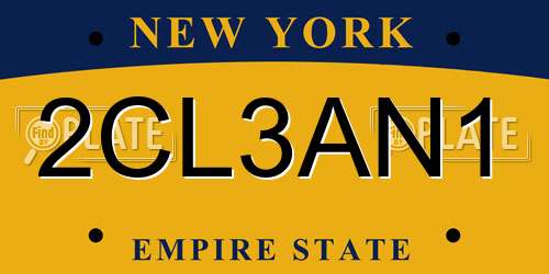 2CL3AN1 New York License Plate