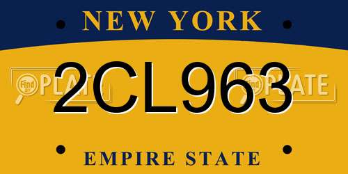 2CL963 New York License Plate
