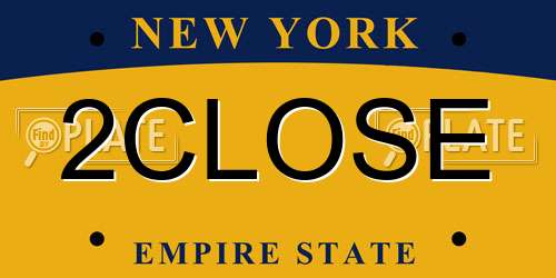 2CLOSE New York License Plate