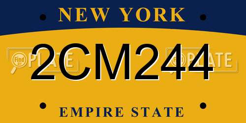 2CM244 New York License Plate