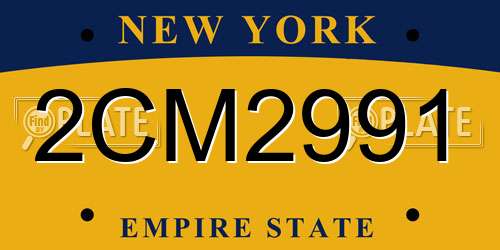 2CM2991 New York License Plate
