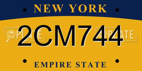 2CM744 New York License Plate