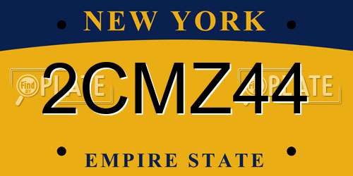 2CMZ44 New York License Plate