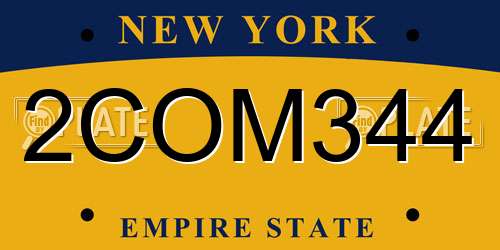2COM344 New York License Plate