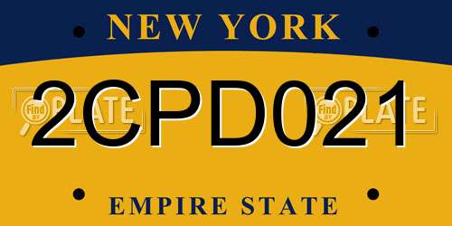 2CPD021 New York License Plate