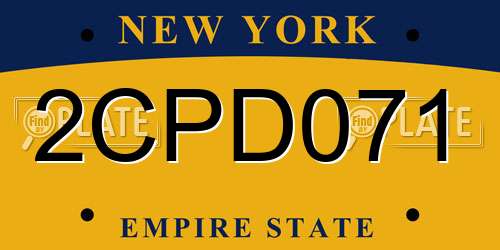 2CPD071 New York License Plate