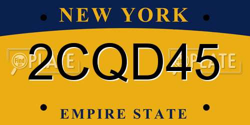 2CQD45 New York License Plate