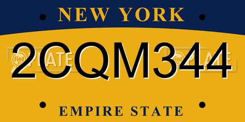 2CQM344 New York License Plate