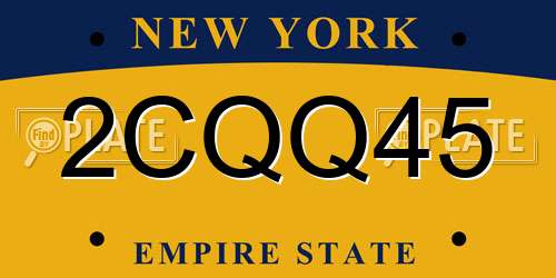 2CQQ45 New York License Plate