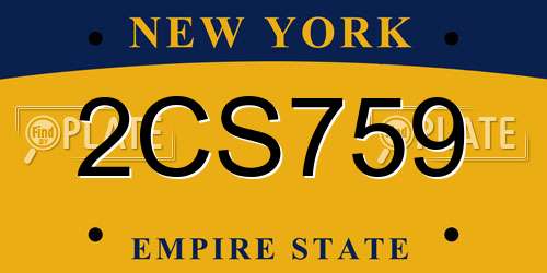2CS759 New York License Plate