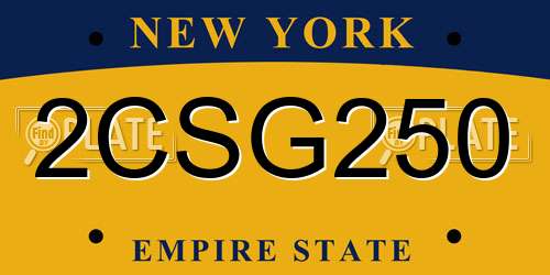 2CSG250 New York License Plate