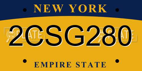 2CSG280 New York License Plate