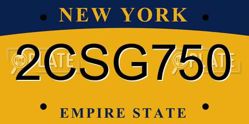2CSG750 New York License Plate