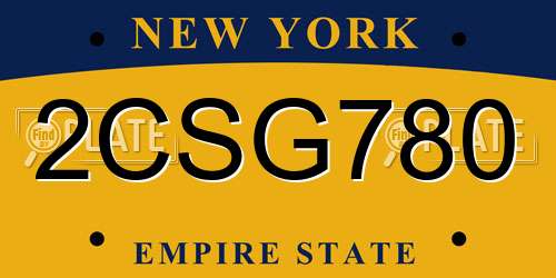 2CSG780 New York License Plate
