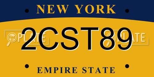 2CST89 New York License Plate
