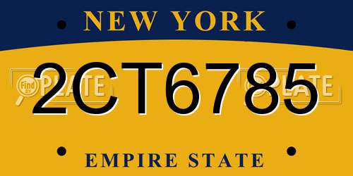 2CT6785 New York License Plate