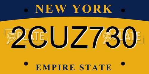 2CUZ730 New York License Plate