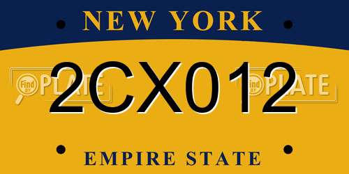 2CX012 New York License Plate