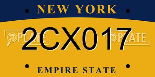 2CX017 New York License Plate