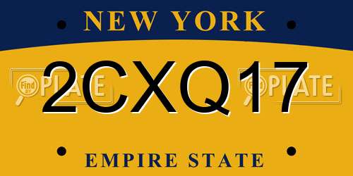 2CXQ17 New York License Plate